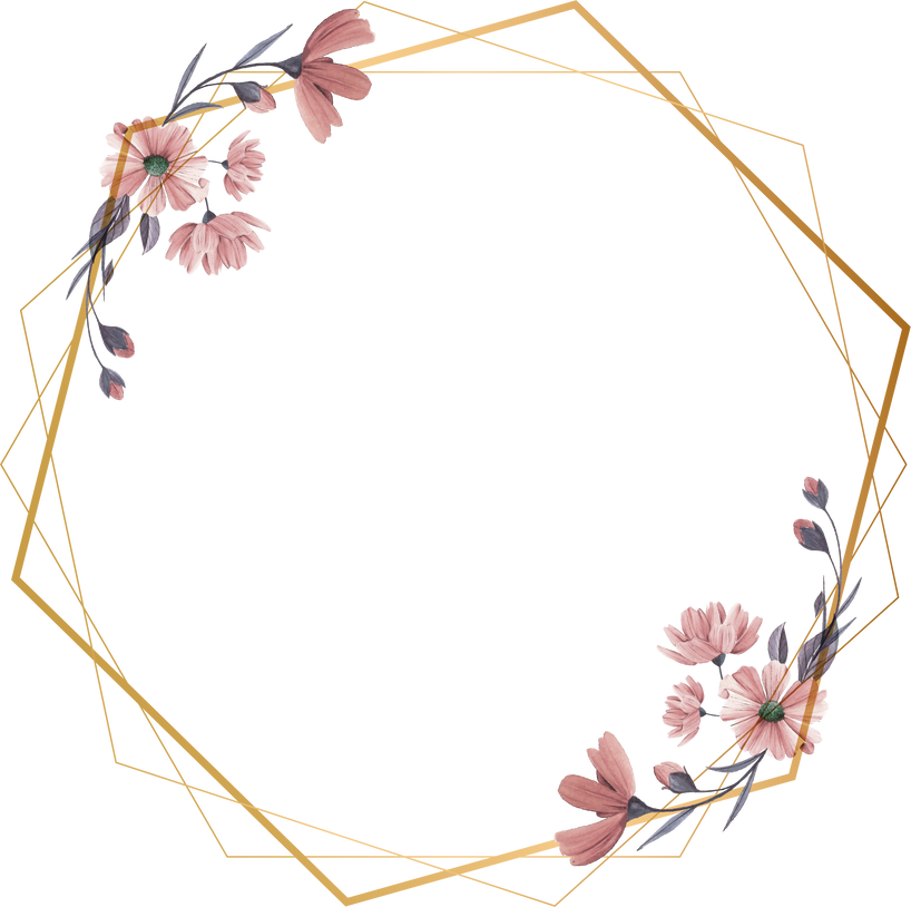 Polygonal Frame with Flowers Illustration